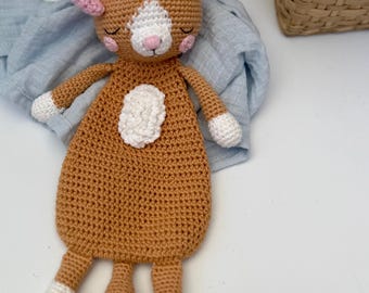 Crochet Cat Lovey: Handmade Cotton Baby Security Blanket
