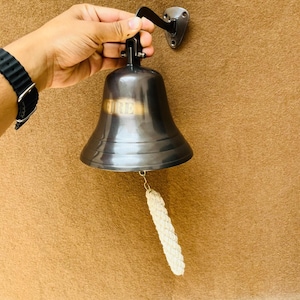 Solid Brass Ship Bell Nautical Hanging Door Bell With Wall Mounted, Bracket Antique Solid Brass Bell fire School Ship, Farm Bar Pub Hanging,