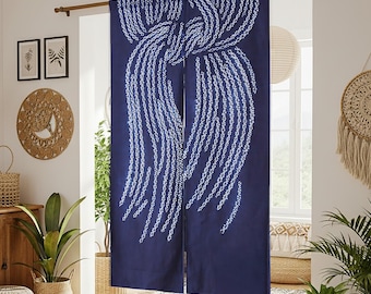 Shibori Noren Japanese Door Curtain, Traditional Tie Dye Doorway Curtain, Room Divider, Bedroom Partition, Kitchen Bathroom Door Decor