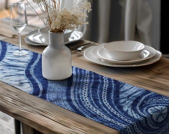 Shibori Table Runner, Tie Dye Table Runner, Handmade Tabletop Decor, Fall Table Decor, Dining Accent, Table Runner for Furniture and Office