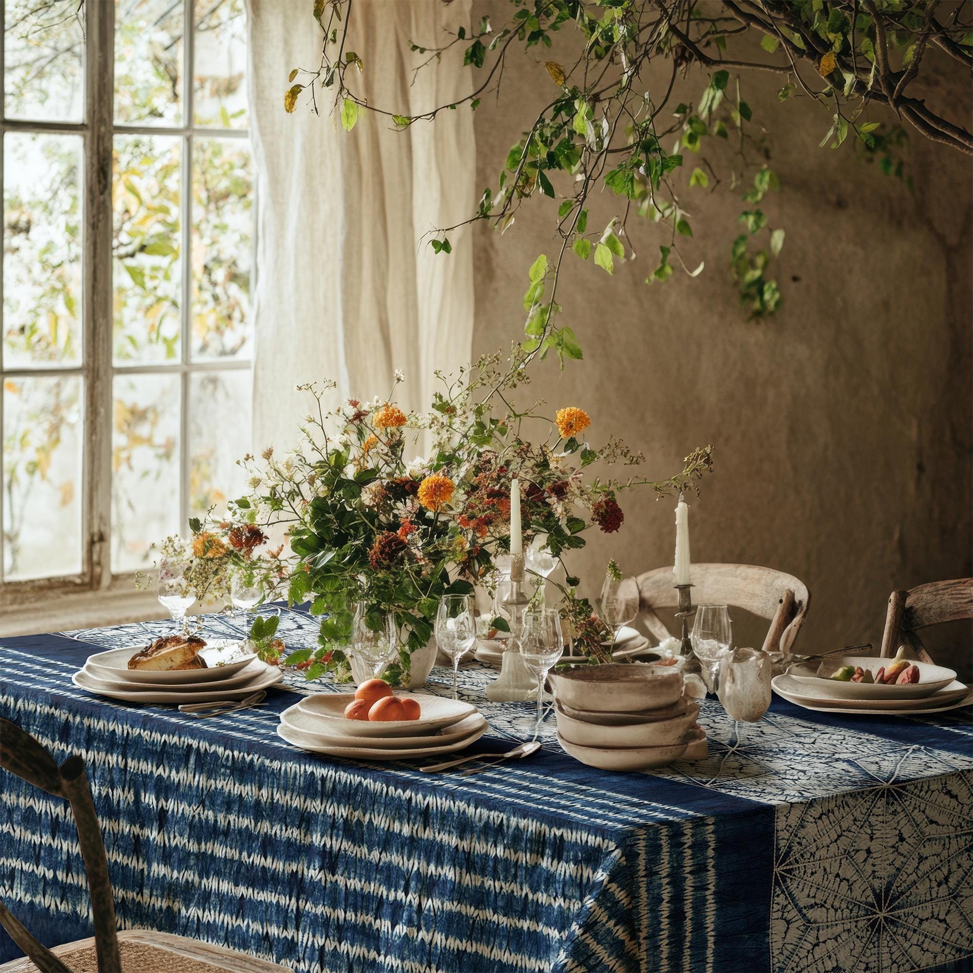 高級テーブルクロス　ドバイ　ハンドメイド Shibori tablecloth - Etsy 日本