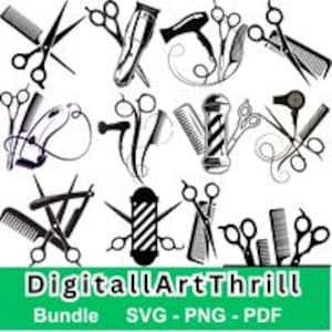 Scissors SVG, Hairdresser Svg Bundle, Barber Cut File, Sewing Scissors PNG PDF, Craft Scissors Silhouette for Cricut & Silhouette