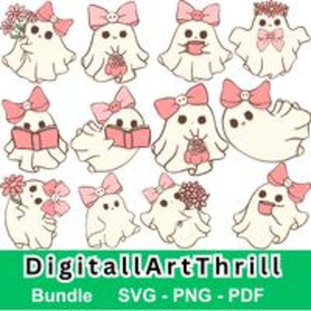 Cute Ghosts SVG, Halloween Ghost Clipart SVG Png PDF, Kawaii Ghosts Svg ...