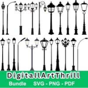 Street Light SVG, Lamp Post Svg PNG PDF, Vintage Lantern Svg, Outdoor Street Lamp Clipart, Cricut Silhouette Cut Files, Digital Download
