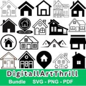 Little House SVG Bundle, Home Svg Clipart, Cottage Cut Files, Farmhouse Svg PNG PDF, Cozy House Cricut Silhouette Digital Download