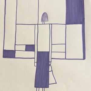 Impresión artística minimalista de chica geométrica / Arte mural con dibujo lineal / Póster de silueta femenina abstracta / Boceto moderno de tinta / Ilustración con bolígrafo