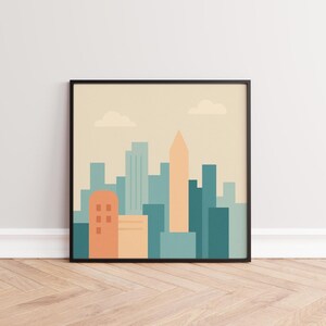 Minimalist Cityscape Wall Art | Modern Urban Skyline Print for Vibrant Home or Office Decor