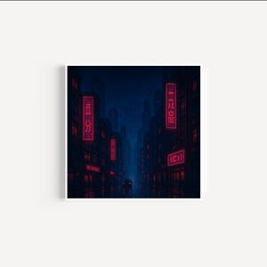 Neon Cityscape Wall Art | Modern Urban Skyline Print for Vibrant Home or Office Decor