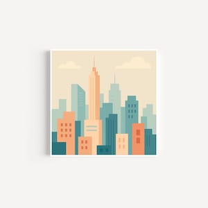 Minimalist Cityscape Wall Art | Modern Urban Skyline Print for Vibrant Home or Office Decor
