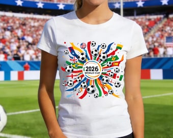 Camiseta de niña para la Copa Mundial 2026, camiseta infantil de los países anfitriones de EE. UU., Canadá y México, ropa para aficionados al fútbol con banderas internacionales, camiseta del campeonato de la Copa Mundial 2026