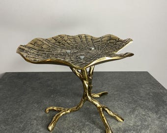 Tree Root Aluminum Fruit Stand: Raw Gold Decorative Tray