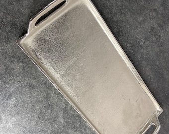 Raw Silver Finish Aluminum Serving Tray: Elegant Modern Serveware