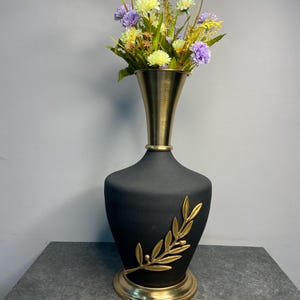 Knight Trophy Vase: Black & Gold Aluminum, Elegant Home Decor