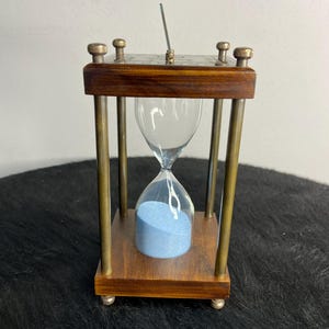 Teak Wood Hourglass Sand Timer: Brass Sundial Compass, Meditation Decor