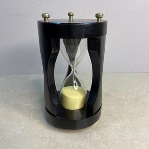 Black Teak Wood Sand Timer: 7&quot; Hourglass, Home Decor Accent