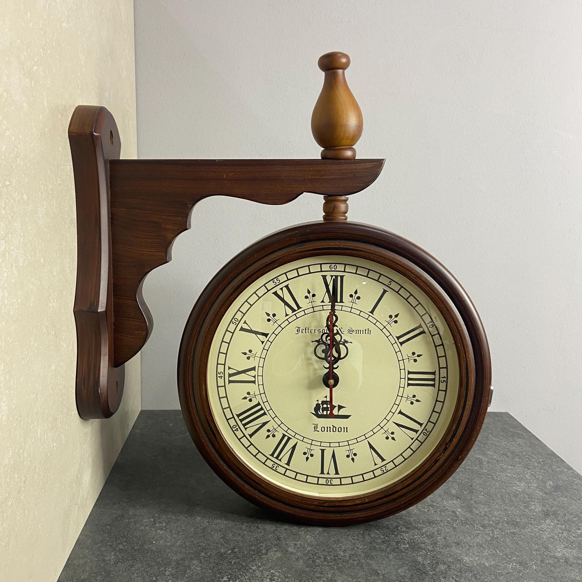 Rustic Dual-sided Wooden Station Clock: Farmhouse Wall Decor - Etsy, image size:2250x2250