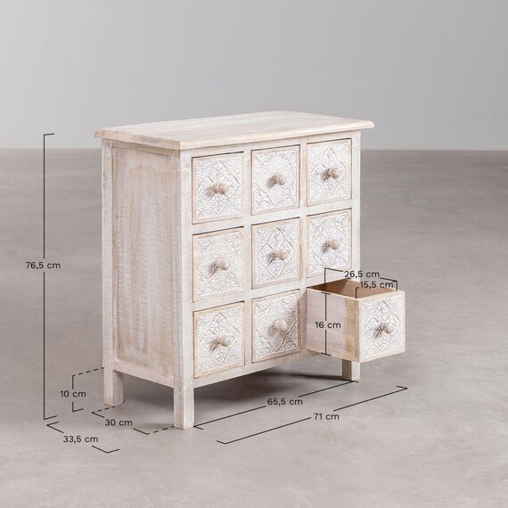 ホワイト 6引き出しチェスト 花デザイン ホワイト 6引き出しチェスト 花デザイン