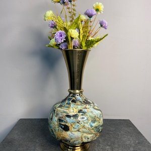 Large Elegant Multi-Color Gold-Finish Flower Vase | Handcrafted Aluminum & Iron Electroplating Décor Piece