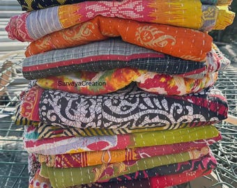 Reversible Kantha Cloth Napkins, Assorted Prints, Handmade Cotton