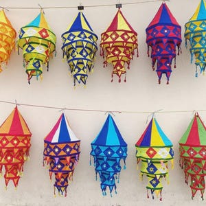 Mix Lot Indian Cotton Lampshade Party decorative Lantern, Vintage Embroidered Lantern, colorful Lampshade, Decorative lampshade Home