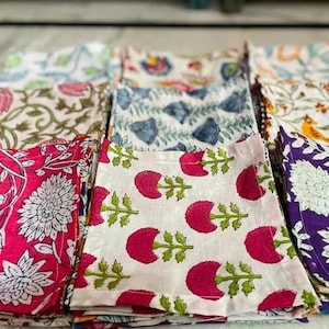 Assorted Mix and match floral Napkins pack of 100 Custom Hand Block Floral 100% Cotton Cloth Napkins dining napkins christmas Easter gifts