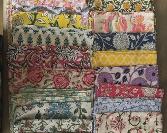 100 katoenen stoffen servetten met Indiase blokprint: milieuvriendelijke herbruikbare set