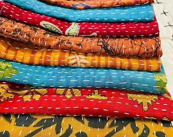 Vintage Kantha Dinner Napkins, Handmade Reversible Kantha Napkins sets | Assorted Napkins hand stitched napkins