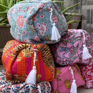Large Cotton Quilted Duffle Bag Shoulder Bag Weekender Bag For Women Boho Overnight Bag Block Print Travel Bag Valentine Day Gift For Her