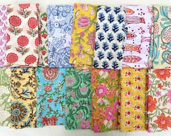 Juego de 20 servilletas surtidas con estampado HandBlock, 100 % algodón, estilo bohemio, para combinar y mezclar, reutilizables.