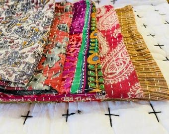 Kantha Kitchen Towel- Assorted  | Vintage Kantha Napkins | Colorful Recycled Dish Towel | Handmade Patchwork Tee Napkin