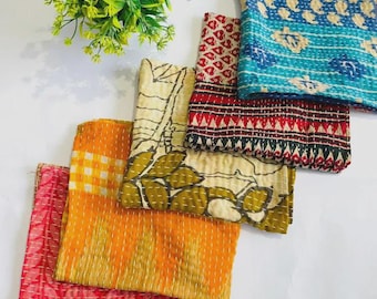 Vintage Kantha Dinner Napkins, Handmade Reversible Kantha Napkins sets | Assorted Napkins hand stitched napkins