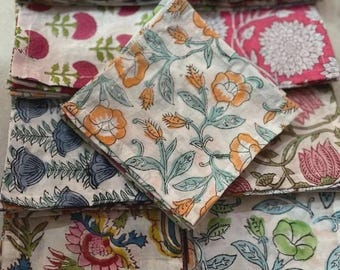 Assorted Napkin Set, 50 Pack Of Handblock Printed Napkins, Bohemian Napkin, Mix and Match Block Print Table Napkins, Handmade in India