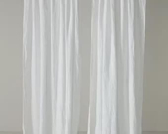 White Natural Cotton Curtains, Cotton Window Treatments, Drapery, Panel Cotton Curtains, Handmade Custom Sizes Curtain, Kitchen Curtains!