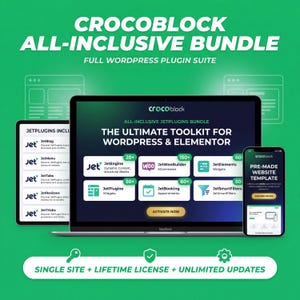 Téléchargement numérique des plugins Crocoblock Jet avec clé de licence | Boîte à outils ultime pour Elementor