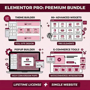 Elementor Pro WordPress-plugin – Original licensnyckel, automatiska uppdateringar (digital nedladdning) bild 2