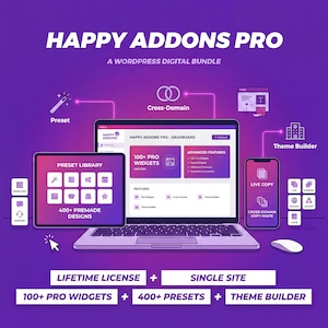 Happy Addons Pro: Elementor Widget Extension with Lifetime License (Digital Download)