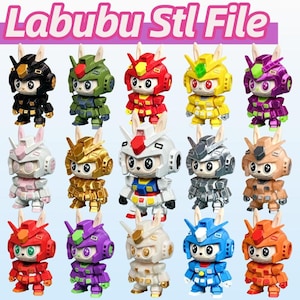 Gundam Labubu Stl File, Stl File For 3D Printing , Labubu STL Model Design ,  Labubu Art Design , Labubu Print Files