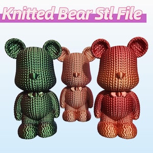 Fichier modèle 3D tricoté ours (8 cm + 15 cm), fichier 3D pour impression 3D, fichier de décoration intérieure, cadeau 3D parfait