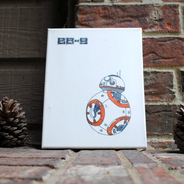 8 "x 10" BB-8 inspiriert von Hand eingefärbt Leinwand gewickelt