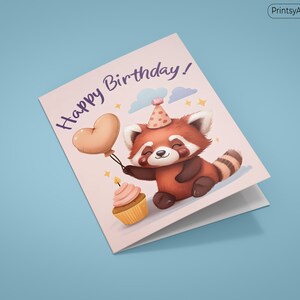 Cartão de aniversário alegre do Panda Vermelho
