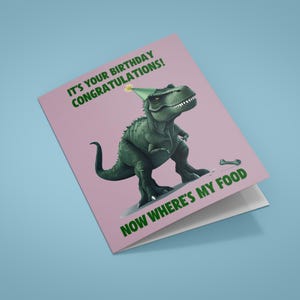 Cartão de aniversário do T-Rex mal-humorado