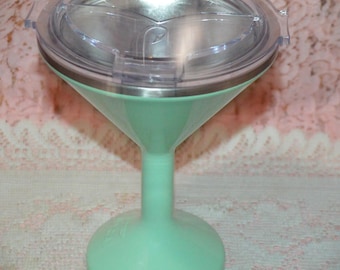 ORCA Martini Tumbler 8oz – Sea-foam Colored Stainless Steel Cocktail Cup with Lid, Insulated Martini Glass, Travel Cocktail Mug