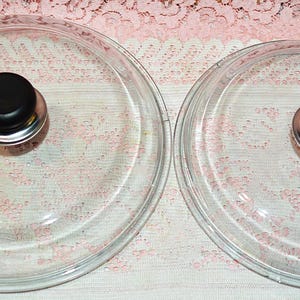 Set of Two Vintage Heavy Glass Pyrex Lids - Two Sizes Listed Below - Baking Cooking Pyrex Glass Baking Dish Lids