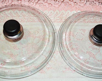 Set of Two Vintage Heavy Glass Pyrex Lids - Two Sizes Listed Below - Baking Cooking Pyrex Glass Baking Dish Lids