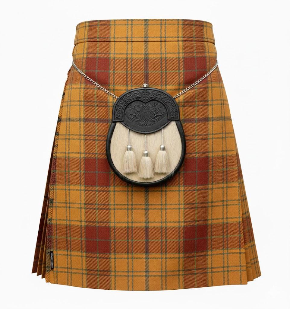 Glen Affric Tartan Kilt - Handmade Acrylic Wool, Adjustable Straps