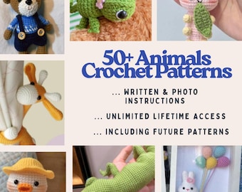 50+ Animal Crochet Patterns Bundle, Amigurumi Animal Patterns, Animal Play Toy Keychain Crochet Patterns, Handmade Gift For All