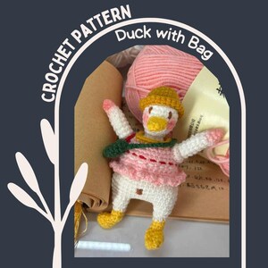 Duck with Hat and Shoulder Bag Crochet Pattern, Low Sew Dressed Lady Duck, Playful Toy, Goose Amigurumi