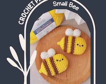 Small Bee Crochet Pattern, Amigurumi Low Sew Mini Bee Play Toy, Stuffed Animal Plushie, Easy Step-By-Step Guide
