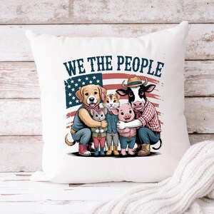We The People Animal Hug PNG, 4th of July Digital Art, Cute Cow Pig Cat Dog Mouse Clipart, Americana Unity Funny Printable Design - TR13