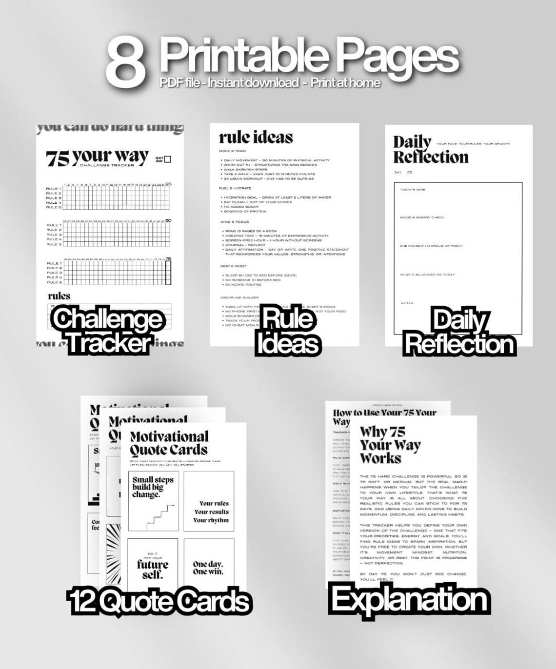 75 YOUR WAY Challenge — Printable Kit With Tracker, Ideas, Reflection ...